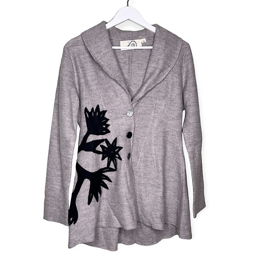 Anthropologie Rosie Neira Women’s 100% Wool Sweater Jacket in Grey Size Small - Picture 1 of 9